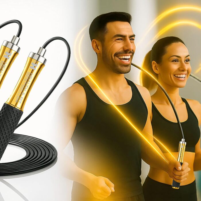 Стрибкове канат PREMIUM з металу – регульований фітнес-канат з силіконовими ручками | Для кардіотренувань, витривалості та домашніх тренувань – HEALTH & FIT