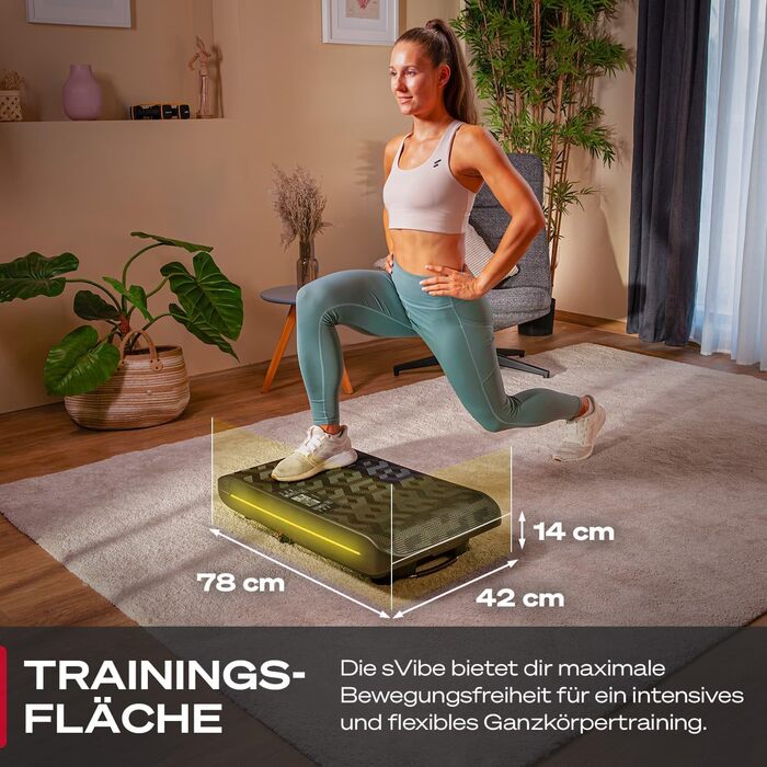 Платформа для фітнесу Sportstech sVibe 4D з вібрацією для дому, 99 рівнів, німецька якість, LED-дисплей, ультратиха, гексагональний дизайн, масаж, тренування преса, ніг та сідниць, з додатком