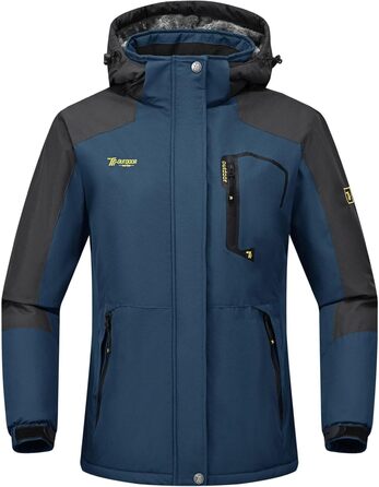 Зимова куртка Rdruko для жінок: водонепроникна, флісова, для сноуборду та лижного спорту, вітрозахисна, дихаюча (Джинсова блакитна, XXL)