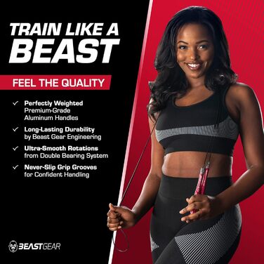 Скакалка Beast Gear для дорослих — фітнес-скакалка для швидкісних тренувань, кардіо, боксу, MMA, схуднення, для залу та вулиці