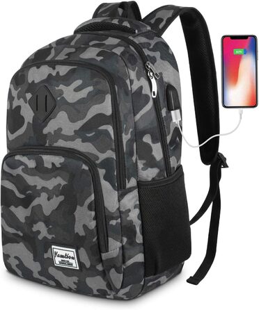 Рюкзак для ноутбука YAMTION 35L, водонепроникний, з USB-портом, для чоловіків і жінок, шкільний