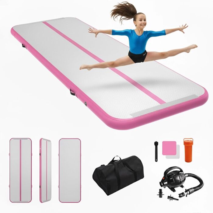 Надувний гімнастичний килимок Dwzdd Air Track 3/4/5/6м, рожевий 300x100x10см для дому, фітнесу, акробатики, дитячих тренувань