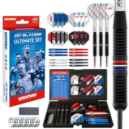 Набір для дартсу WINMAU PDC Ultimate, сталеві дротики 22 г з латуні, аксесуари, оперення та стержні
