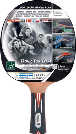 Ракетка для настільного тенісу Donic-Schildkröt Top Team 900, 2.0 мм, AVS/PLS, ITTF, дерево/натуральний