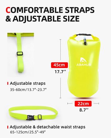 Плавальний буй Abahub з герметичним мішком (Dry Bag) для swimmers у відкритій воді, 15 л, зелений — водонепроникна допомога при плаванні з сигнальним свистком