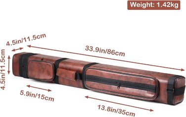 Чохол для більярдних київ: на 3 батти та 6 шесток, з екошкіри, жорсткий, коричневий