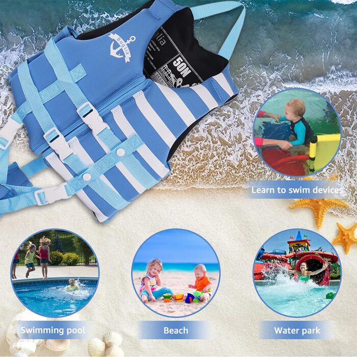 Дитяча жилетка для плавання PROTAURI Neopren, 2-9 років, 50N, блакитна