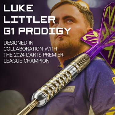 Дарти сталеві Luke Littler Gen 1 Prodigy Swiss Point 90% Tungsten 23G/24G - Професійний набір для гри в дартс
