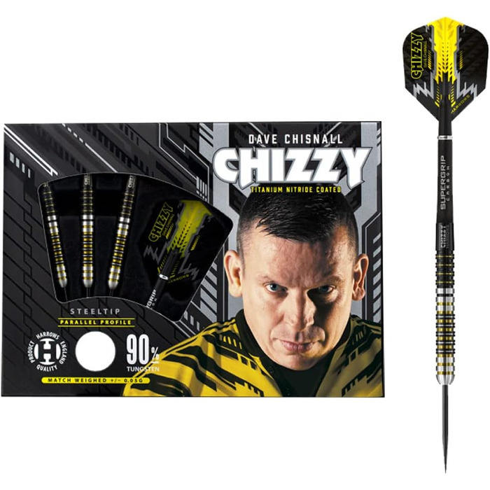 Дротики Harrows Dave Chisnall Chizzy 90% вольфраму 26 г, сталевий наконечник