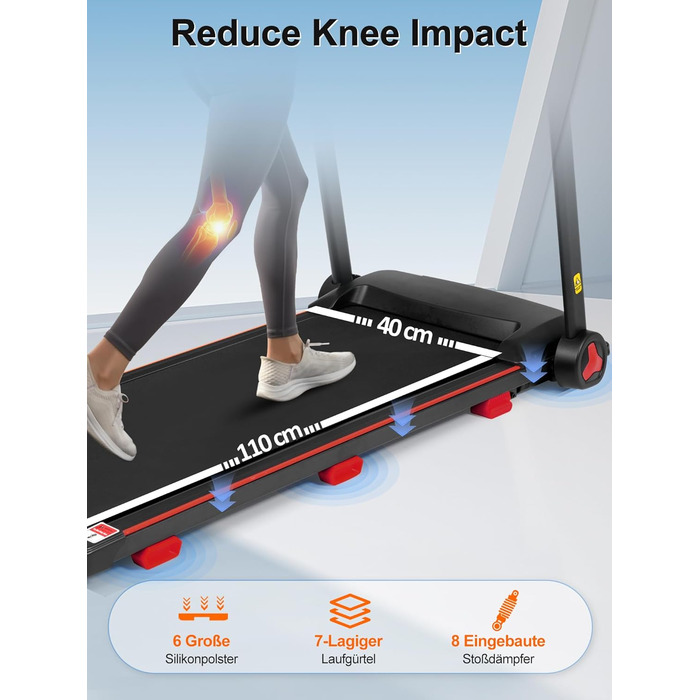 Біговий тренажер BTM для дому, 3.0PS, нахил, 1-14 км/год, складаний Walking Pad з LED дисплеєм, до 120 кг, чорний