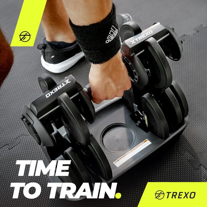 Регульована гантеля TREXO 18-40 кг з заліза для силових тренувань, зручна рукоятка, налаштування ваги обертанням