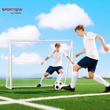 Футбол ворота SPORTNOW для молоді та дорослих, стійкі до погодних умов, з сіткою та кілочками для кріплення, для саду, парку, пляжу 240x90x180 см