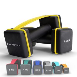 Штанги Sportstech AH100: Набір гантелей 2 шт. 1.5 кг з петлями та функцією віджимань. Німецька якість, для дому, чоловічі та жіночі.