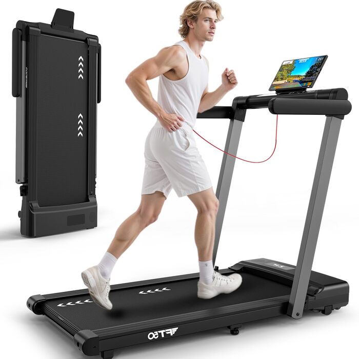 Бігова доріжка Laufband для дому складана з мотором 3.0 к.с., 1-12 км/год, 12 програм, Bluetooth, LED-дисплей, для офісу та фітнесу, макс. 12 км/год