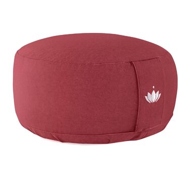 Медитаційне подушення Lotuscrafts Lotus, 15 см, дinkelspelz, бавовна, кругле, для підлоги, сертифіковане GOTS (Бордовий)