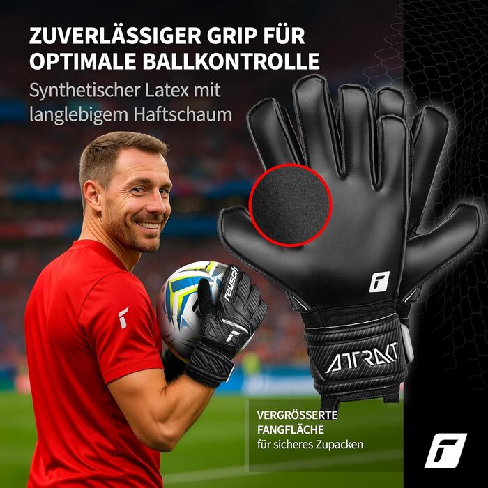 Воротарські рукавички Reusch Attrakt Solid - професійні, з латексом, для будь-якої погоди та покриття (чорні)