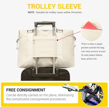 Спортивна сумка LOVEVOOK для жінок: водонепроникна дорожня сумка-мішок, 35L, бежева