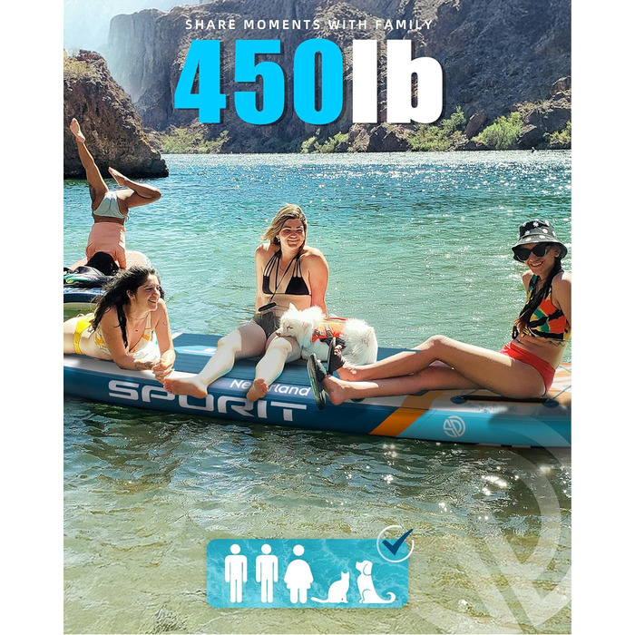 Надувне SUP-борд для дорослих, 204 кг, з сумкою та веслом, блакитний