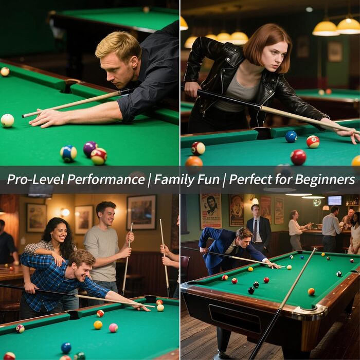 AKLOT Більярдний кий 58' - канадський клен, 13 мм шкіряна вершина, 3D ручка, преміум якість, для професійних гравців, чорний (540г)