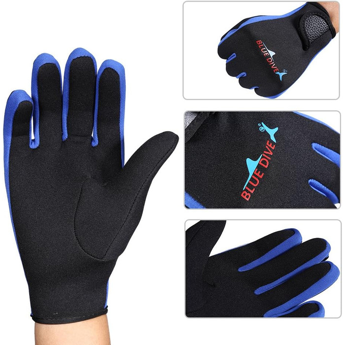 Рукавички для дайвінгу VGEBY з неопрену, для снорклінгу, каякінгу, віндсерфінгу та водного спорту (Чорний, Синій, L, L)