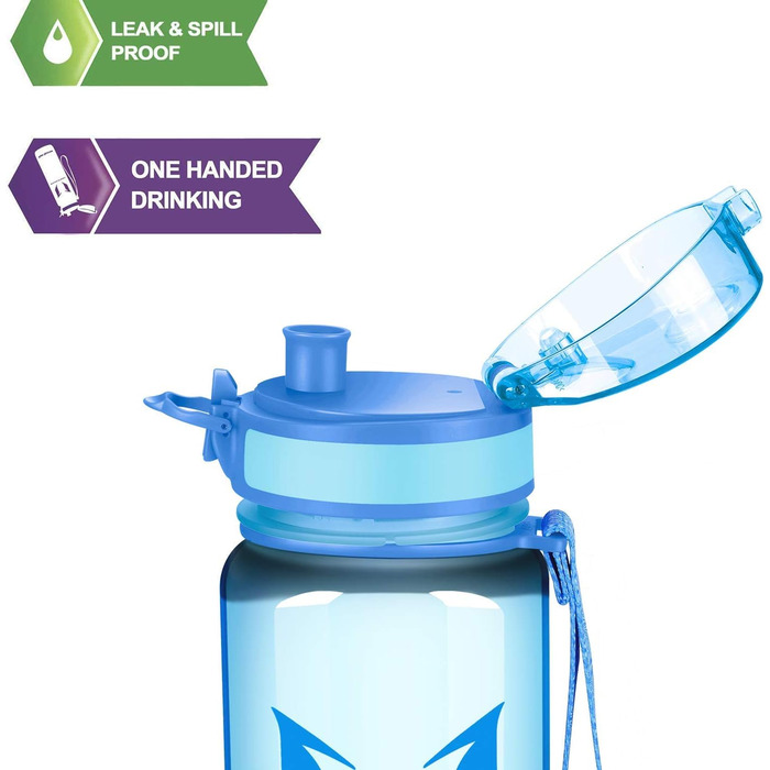 Спортивна пляшка для води Super Sparrow 1.5 л, герметична, BPA-Free, для школи, спорту, велосипеда, зручне пиття, глянцева, синя