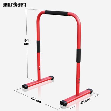 Паралети для віджимань GORILLA SPORTS, сталеві, 2 шт, 68x45x94 см, до 200 кг, нековзкі, для каллістеніки, фітнесу, вибір кольору