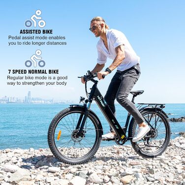 Електровелосипед HITWAY 27.5″, гірський Pedelec 250W, акумулятор 432Wh, запас ходу до 100 км, 7 швидкостей, для дорослих, 2024