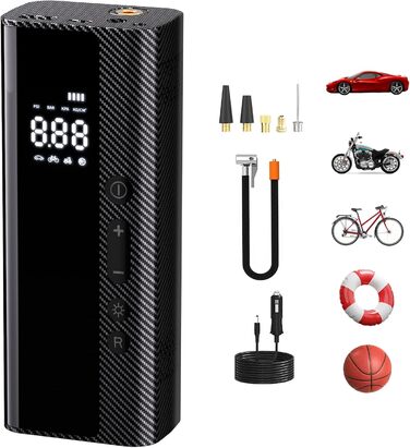Електричний повітряний насос U-VKK 5200mAh, 150PSI, портативний акумуляторний компресор з LCD-дисплеєм для велосипедів, мотоциклів, м'ячів та надувних виробів