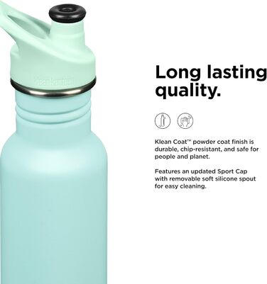 Пляшка Klean Kanteen Classic Narrow з нержавіючої сталі, з спортивною кришкою, пастельно-бірюзова, 800 мл