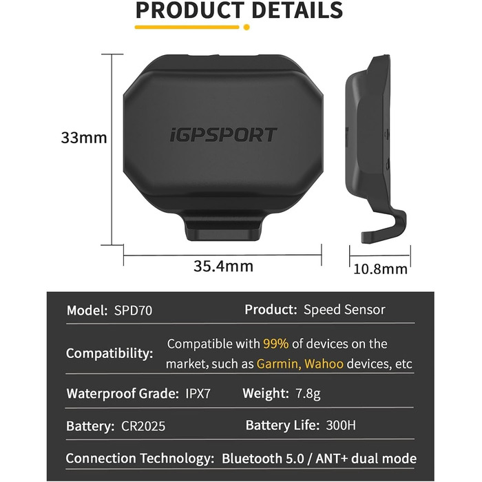 Велокомп'ютер бездротовий iGPSPORT BSC100S з Bluetooth 5.0 та ANT+, 2.6