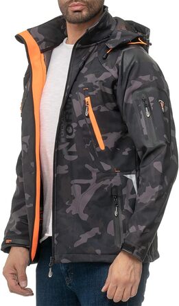 Чоловіча куртка Geographica Norway Softshell, чорно-помаранчевий камуфляж, для активного відпочинку та походів