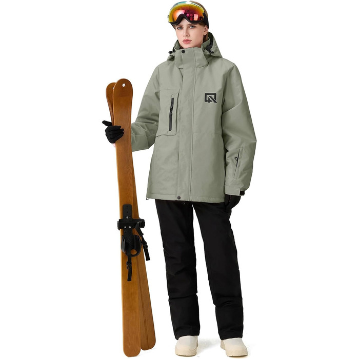 Жіночий сніговий костюм HOUZONIY: комплект куртки та штанів для сноубордингу та катання на лижах, водонепроникний, теплий, знімний капюшон, розмір M, кольори: зелений + чорний 2021