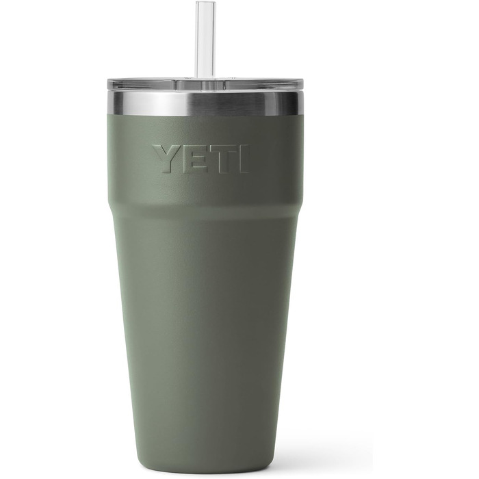 Термокружка YETI Rambler з соломкою, нержавіюча сталь, 769 мл (26 oz), колір Camp Green