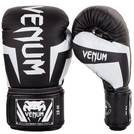 Боксерські рукавички Venum Elite 12 унцій, чорно-білі