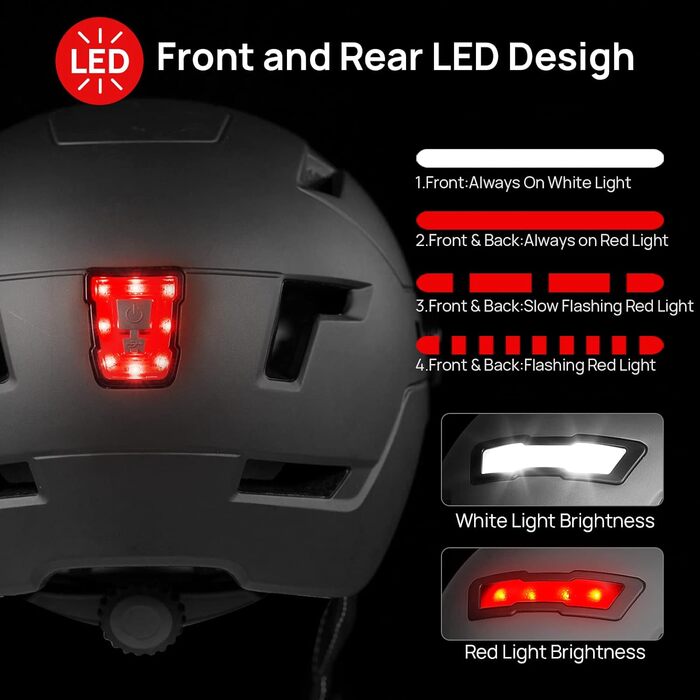 Велосипедний шолом ILM з візором і LED-світлом для міста та гір, унісекс, модель E3-10L