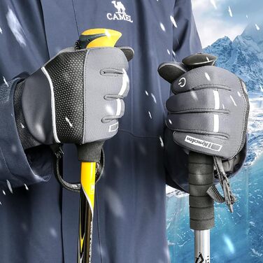 Чоловічі зимові рукавички KynciLOR Winterhandschuhe - теплі, сенсорні, велосипедні, для катання на лижах та роботи (XL, сірі)