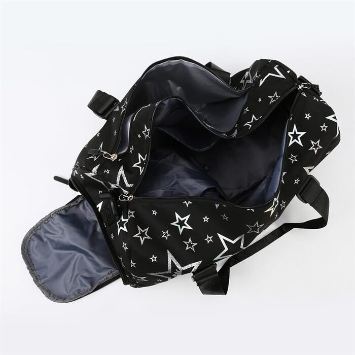Дитяча спортивна сумка-рюкзак з відділенням для взуття та мокрих речей, плавальна сумка, спортивна сумка з принтом зірок для дівчаток, складана сумка для занять гімнастикою, танців та тренувань (зелена, чорна)