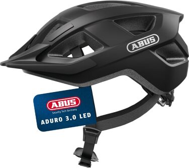ABUS Aduro 3.0 LED - Шолом для велосипеда, чорний (Velvet Black), 58-62 см