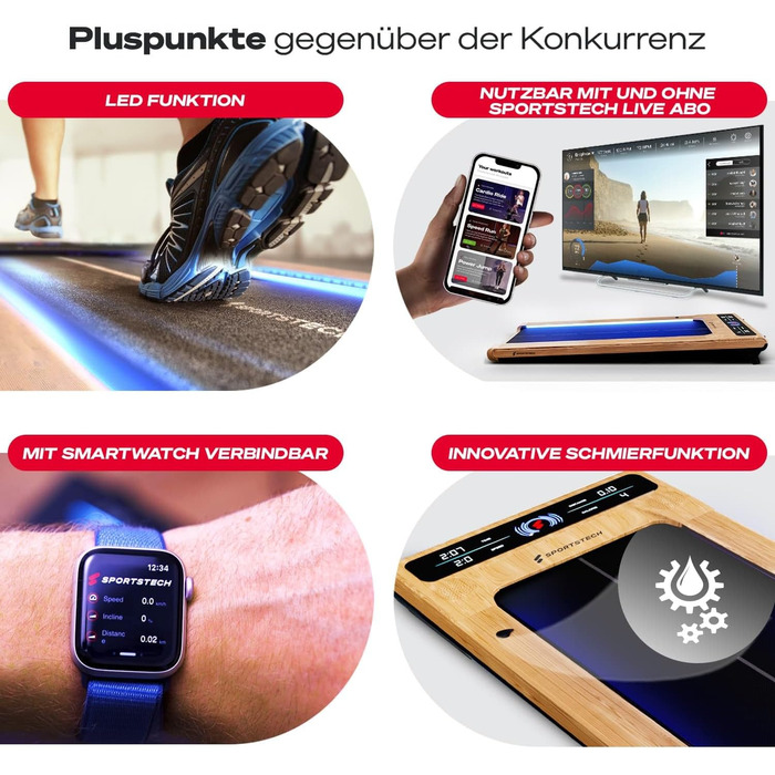 Біговий тренажер Sportstech для дому, Walking Pad, швидкість 1-8 км/год, тренажер під стіл, кут нахилу 11,5%, тихий, з підключенням до додатку, максимальне навантаження 120 кг, компактний, LCD дисплей, для дому та офісу, sWalk (sWalk LWD)