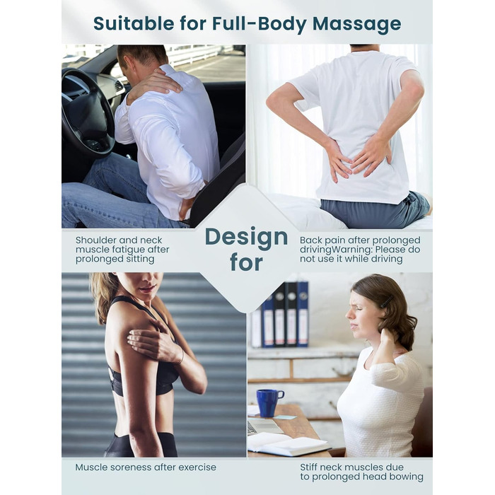 Масажер для шиї Careboda з підігрівом, 3 швидкості, електричний Shiatsu масажер для зняття болю в шиї та плечей. Ідеальний подарунок для водіїв та офісних працівників, чорний