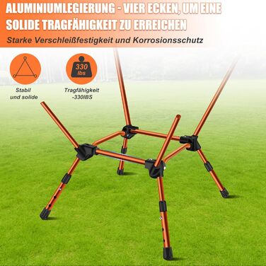 Складний туристичний стілець IEEILULU, 130 кг, для кемпінгу, пікніків, риболовлі, відпочинку на природі та подорожей. Оранжевий колір