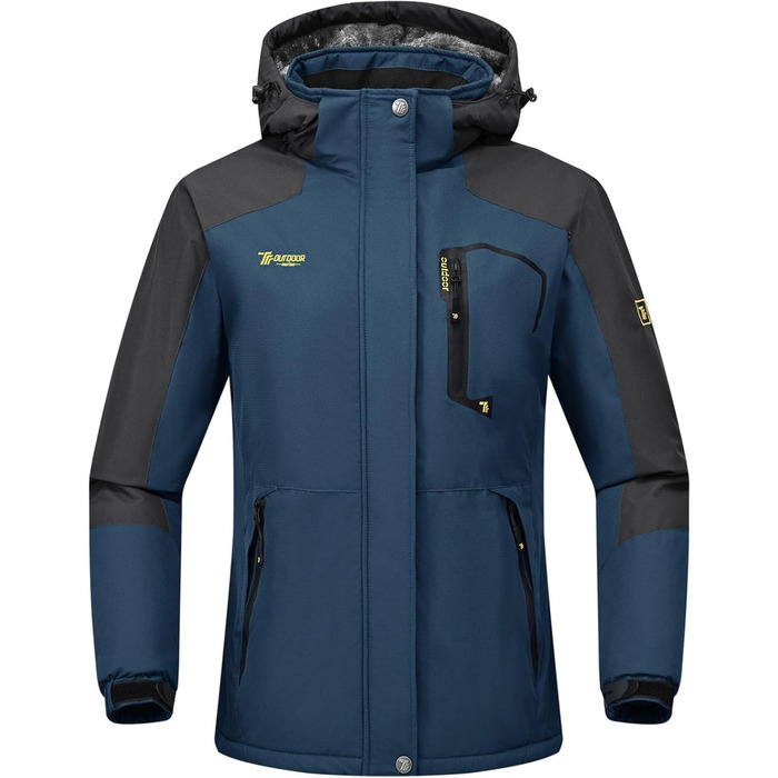 Зимова куртка Rdruko для жінок: водонепроникна, флісова, для сноуборду та лижного спорту, вітрозахисна, дихаюча (Джинсова блакитна, XXL)