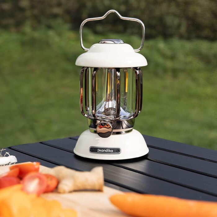 Кемпінговий ліхтар Skandika Forsol LED Retro стиль | Акумулятор 4400mAh, регулювання яскравості, для кемпінгу, саду, декору, походів, зелений