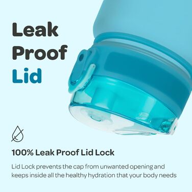 Пляшка для води Hydracy з фруктовим інфузером, 500 мл, BPA-free, із часовими мітками, герметична спортивна пляшка без конденсату, швидке пиття, для спорту та активного відпочинку, аква-синя