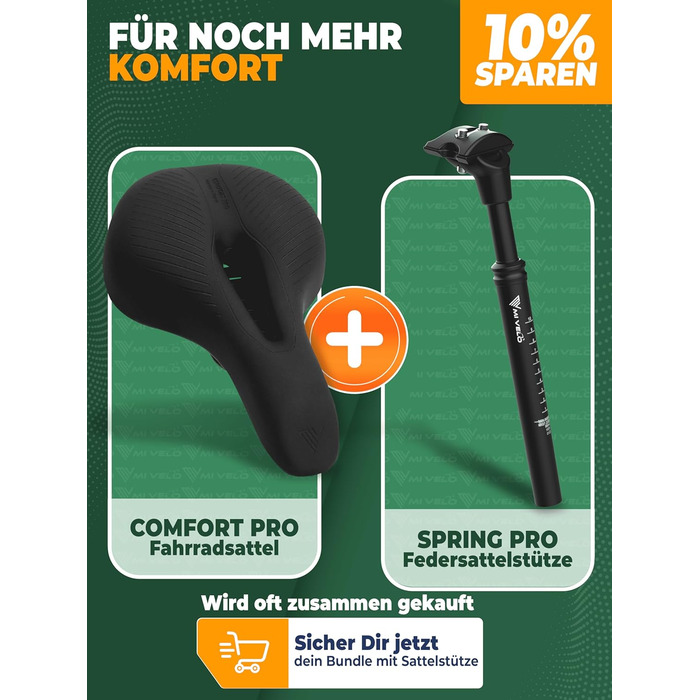 Велосипедне сідло MIVELO Comfort PRO з піною Memory Foam, ергономічне, дихаюче, для жінок і чоловіків, зручне для трекінгу