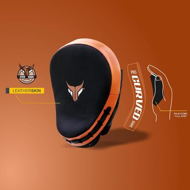 Mytra Fusion лапи для боксу вигнуті, натуральна шкіра, міні, для MMA, муай-тай, карате, кікбоксингу, тренувальні