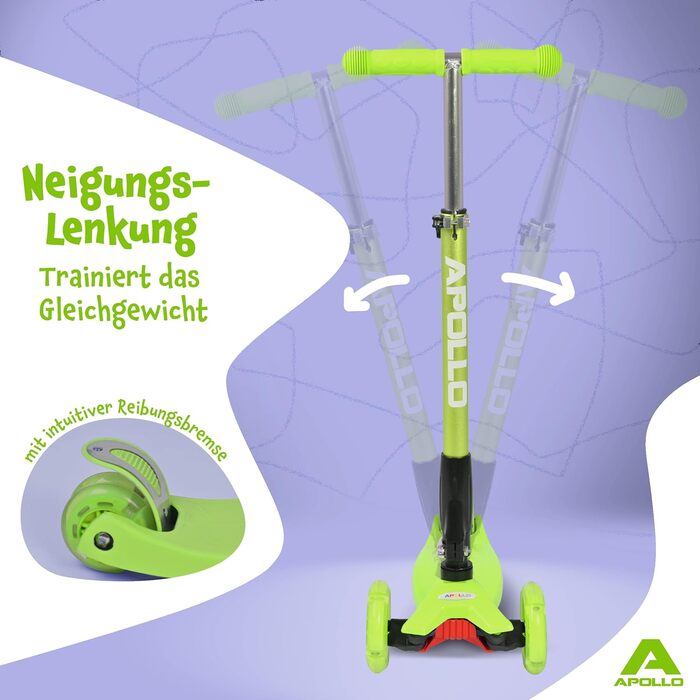 Дитячий самокат Apollo Kids Whiz з LED колесами, складаний, для хлопчиків і дівчаток від 3 років, безпечний, міцний, для дітей 3-6 років