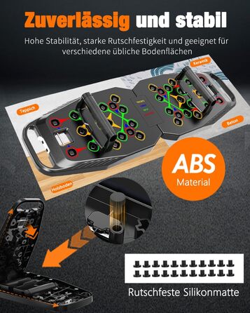 Багатофункціональна дошка для віджимань 20 в 1, складаний тренажер для дому та фітнесу, регульована портативна рама для тренувань (чорна)