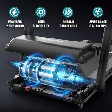 Біговий тренажер BOTORRO R5PRO для дому, складаний, LED дисплей, Bluetooth, максимальне навантаження 136 кг, автоматичний нахил до 18%