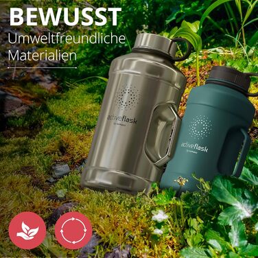 Спортивна пляшка BeMaxx ACTIVE FLASK 1,3 л з нержавіючої сталі, 3 кришки, трубочка, BPA-free, герметична, для води, газованих напоїв, для спорту, фітнесу, туризму